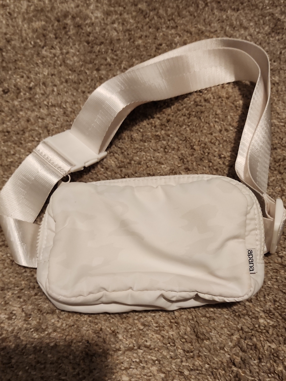 Apana White Camo Padded Crossbody Belt Bag with Wide Strap